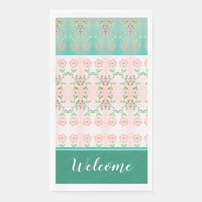 Servilleta De Papel Turquesa Y Rosa (Anverso)