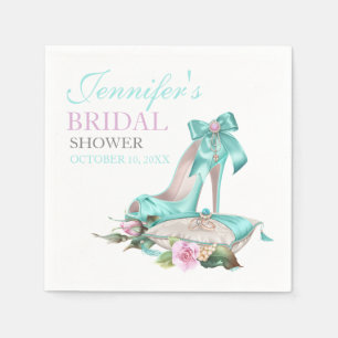 Servilleta De Papel Turquesa y Rosa Zapatos para Bridal Shower y Rosa