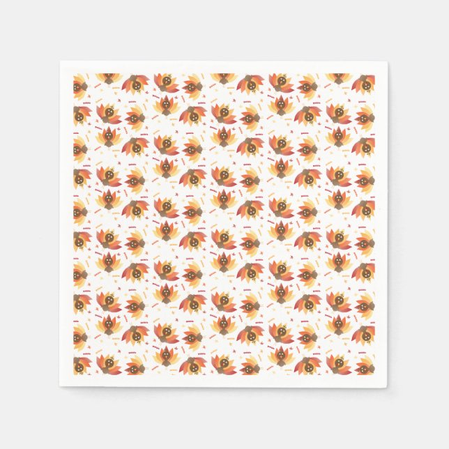 Servilleta De Papel Turquía Gobble Patrón de Acción de Gracias (Anverso)