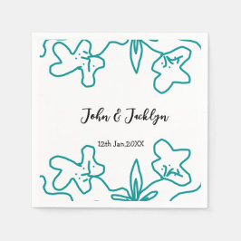 Servilleta De Papel Turquoise blue wedding couple name date flstylish