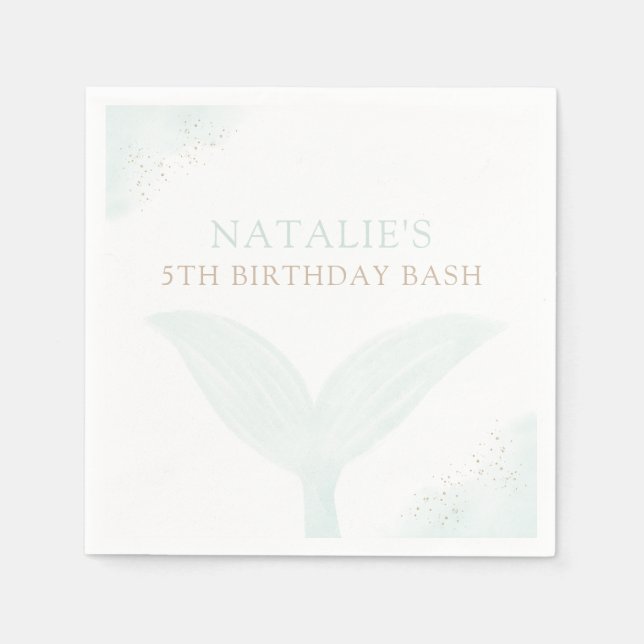 Servilleta De Papel Turquoise Mermaid Chica Partido de Cumpleaños (Anverso)