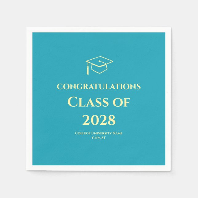 Servilleta De Papel Turquoise Modern Congratulations Graduation Party (Anverso)