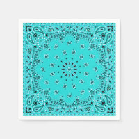 Turquoise Paisley Bandana Scarf BBBQ Picnic Napkin