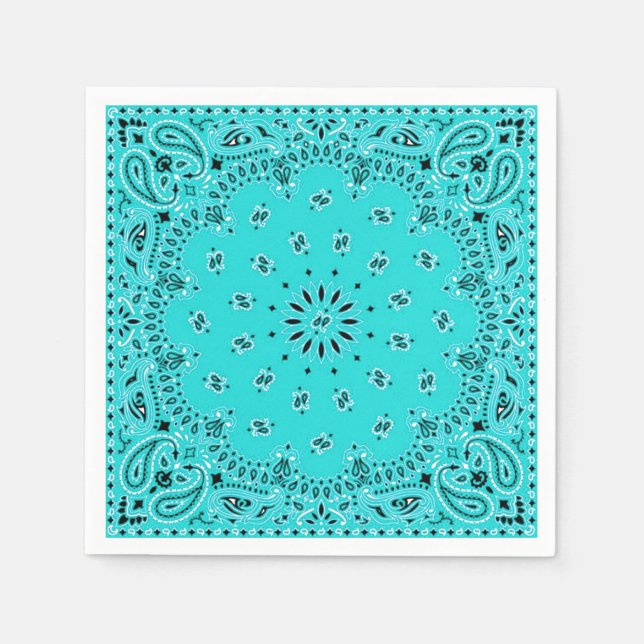 Servilleta De Papel Turquoise Paisley Bandana Scarf BBBQ Picnic Napkin (Anverso)