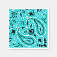 Turquoise Paisley Bandana Scarf BBBQ Picnic Napkin