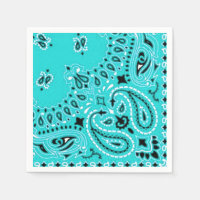 Turquoise Paisley Bandana Scarf BBBQ Picnic Napkin