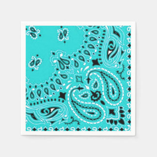 Servilleta De Papel Turquoise Paisley Bandana Scarf BBBQ Picnic Napkin