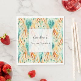 Servilleta De Papel Turquoise Tangerine Resumen ducha de novia jewel