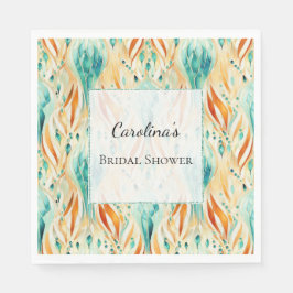 Servilleta De Papel Turquoise Tangerine Resumen ducha de novia jewel