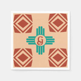 Servilleta De Papel Turquoise Zia Tribal Brown Tan