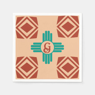 Servilleta De Papel Turquoise Zia Tribal Brown Tan