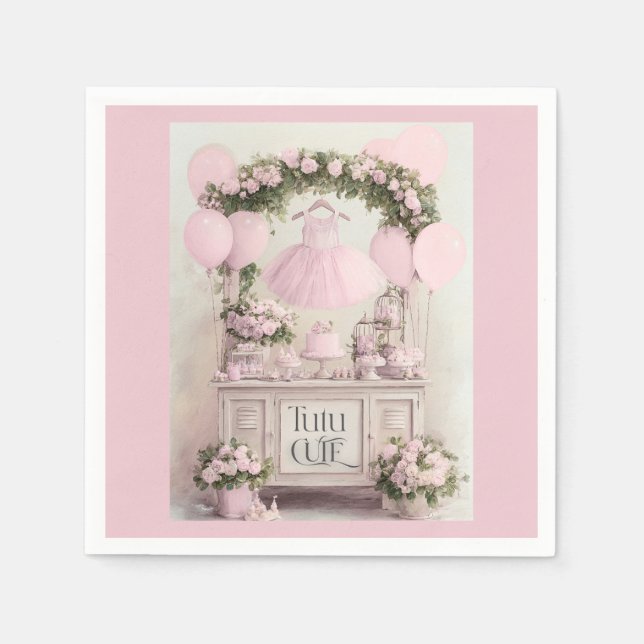 Servilleta De Papel Tutu Cute Ballet Pink Ballerina Theme for Girls (Anverso)