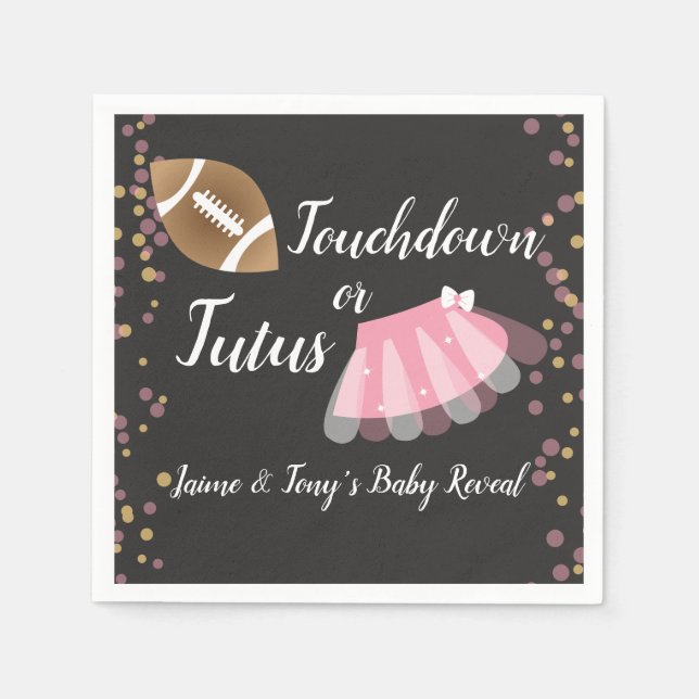 Servilleta De Papel Tutus de Revelación de Bebé o Touchdown (Anverso)