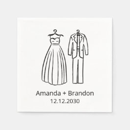 Servilleta De Papel Tux De Vestido De Boda De Dibujo A Mano