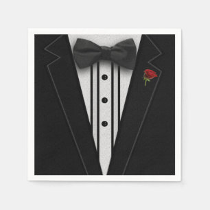 Servilleta De Papel Tuxedo negro con corbata