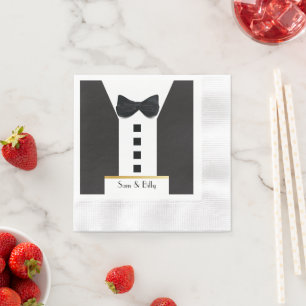 Servilleta De Papel Tuxedo negro 🎩 monograma clásico