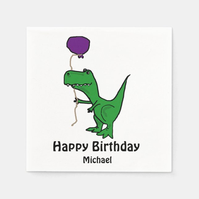Servilleta De Papel Tv-rex Dinosaurio Holding Balloon Paper Napkins (Anverso)