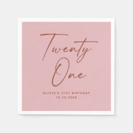 Servilleta De Papel Twenty One Birthday | Dusty Rose Pink Elegant