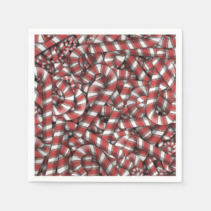 Servilleta De Papel Twided Red Striped Abstract Candy Canes