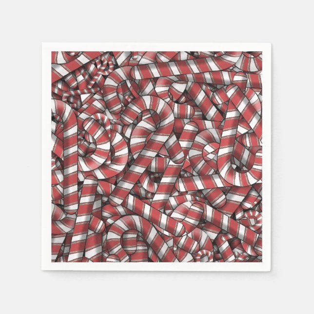 Servilleta De Papel Twided Red Striped Abstract Candy Canes (Anverso)