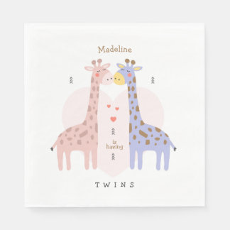 Servilleta De Papel Twin Giraffes Baby Shower Napkins