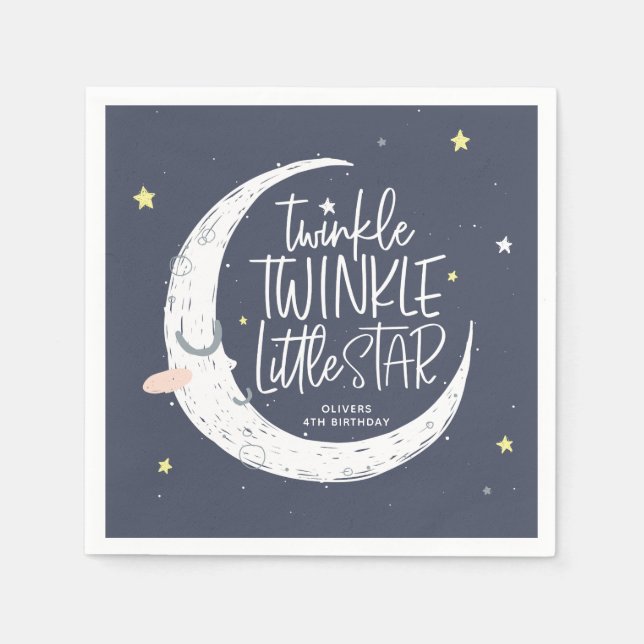 Servilleta De Papel Twinkle, fiesta de cumpleaños de pequeña estrella. (Anverso)
