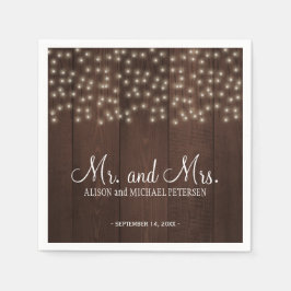 Servilleta De Papel Twinkle light rústico mr y mrs boda