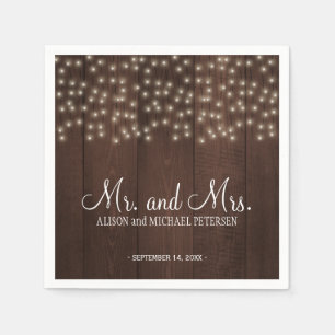 Servilleta De Papel Twinkle light rústico mr y mrs boda