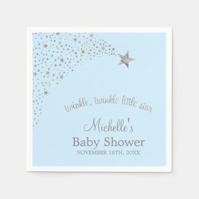 Servilleta De Papel Twinkle Little Shooting Star Blue Silver (Anverso)