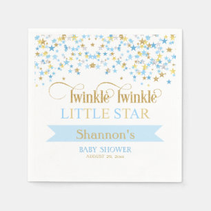 Servilleta De Papel Twinkle Little Star Baby Shower Blue & Gold
