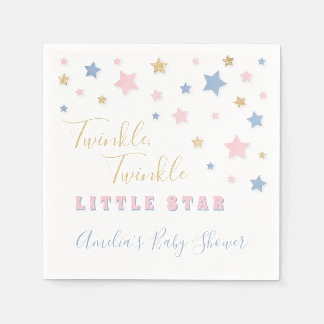 Servilleta De Papel Twinkle Little Star Baby Shower Napkin (Anverso)