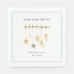 Servilleta De Papel Twinkle Little Star Boho Azul Baby Shower