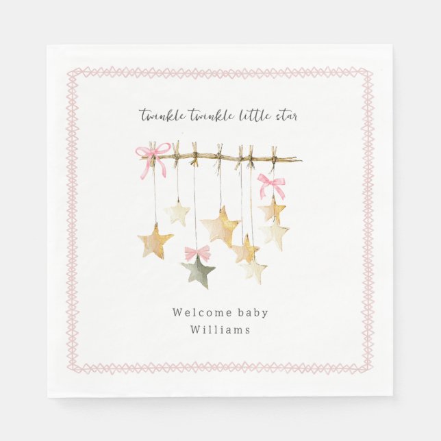Servilleta De Papel Twinkle Little Star Boho Bows Baby Shower (Anverso)