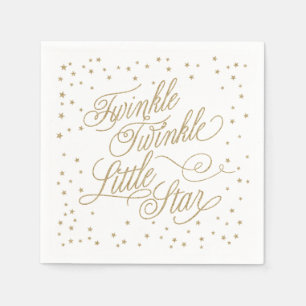 Servilleta De Papel Twinkle Little Star Gold Baby Shower Napkins