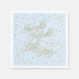 Servilleta De Papel Twinkle Little Star Gold y Blue Baby Shower