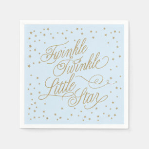Servilleta De Papel Twinkle Little Star Gold y Blue Baby Shower