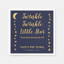 Servilleta De Papel Twinkle Little Star Navy Blue Gold Baby Shower
