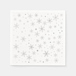Servilleta De Papel Twinkle Snowflake -Gris plateado y blanco-