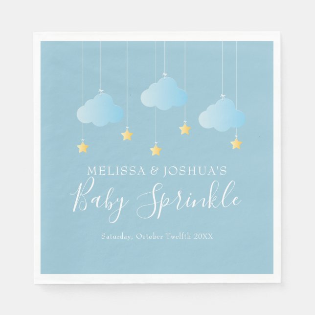 Servilleta De Papel Twinkle Sprinkle Little Star Blue Baby Sprinkle (Anverso)