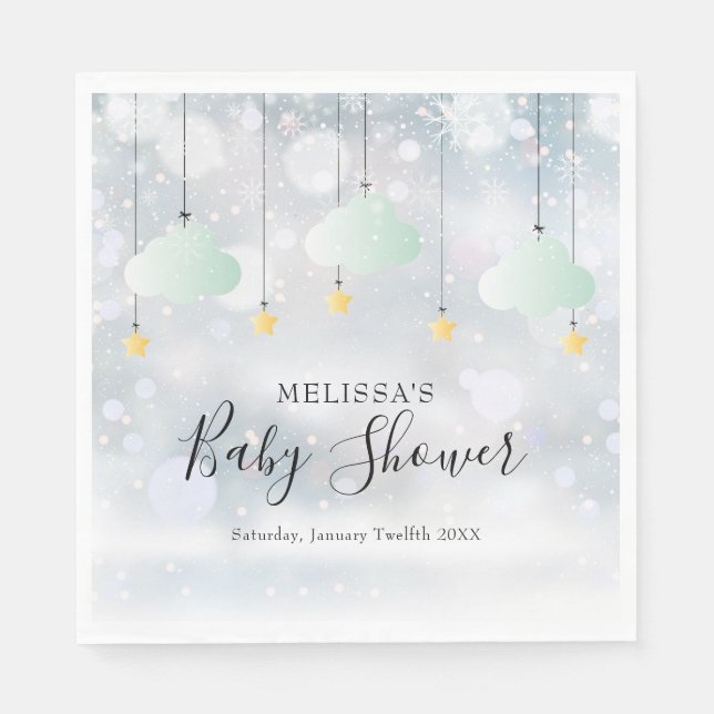 Servilleta De Papel Twinkle Twinkle Baby Shower de Invierno para Bebé  (Anverso)