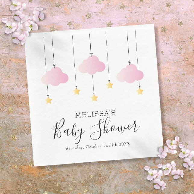 Servilleta De Papel Twinkle Twinkle Chica de Baby Shower Estrella Pequ (Twinkle Twinkle Little Star Baby Shower Girl Pink Napkins)