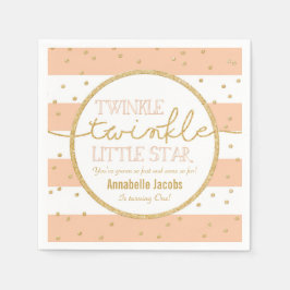 Servilleta De Papel Twinkle Twinkle Coral y Napkin de cumpleaños de or