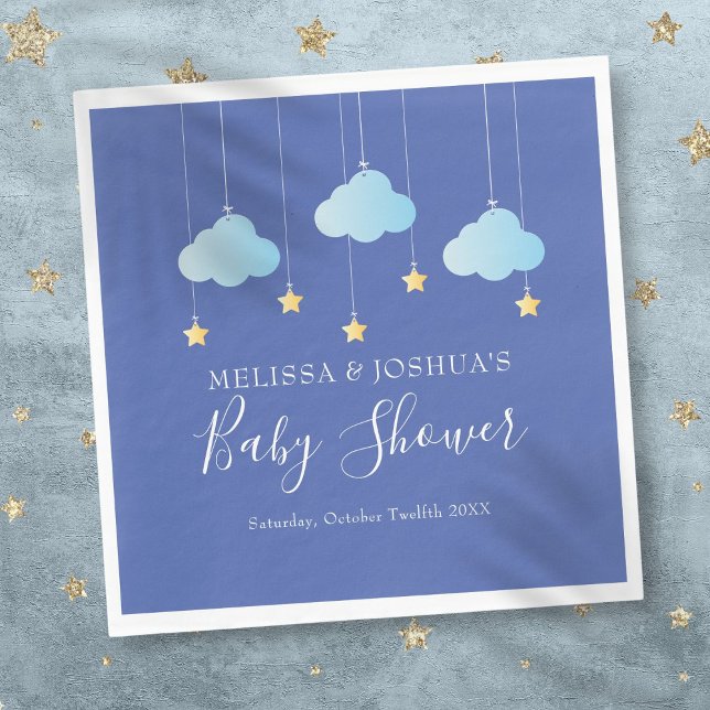 Servilleta De Papel Twinkle Twinkle Little Star Azul Baby Shower Niño (Twinkle Twinkle Little Star Blue Baby Boy Shower Napkins)