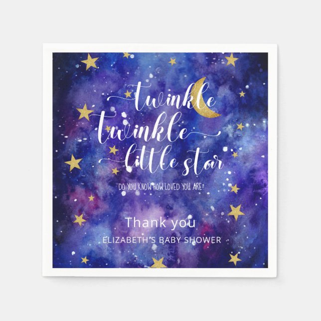 Servilleta De Papel Twinkle Twinkle Little Star Baby Shower Galaxy (Anverso)