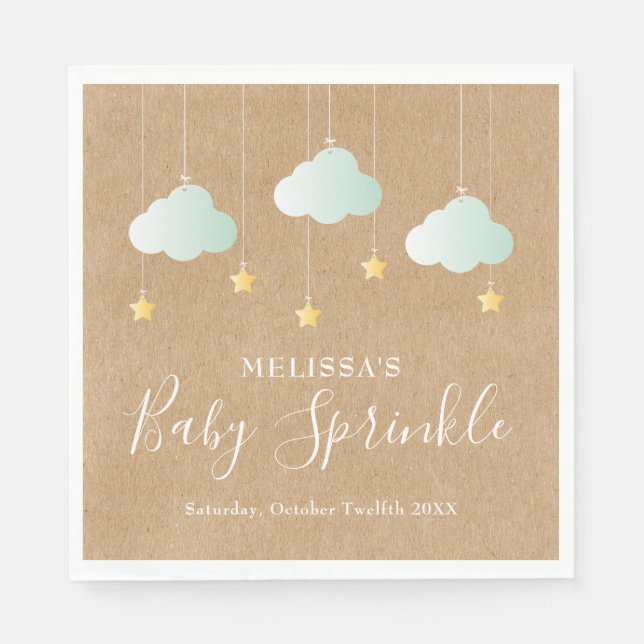 Servilleta De Papel Twinkle Twinkle Little Star Baby Sprinkle Rústico (Anverso)