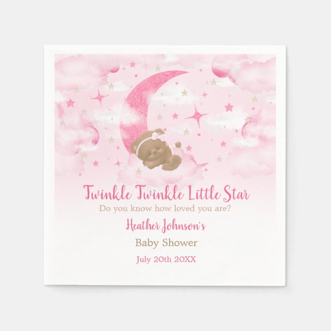 Servilleta De Papel Twinkle Twinkle Little Star Bear Baby Shower (Anverso)
