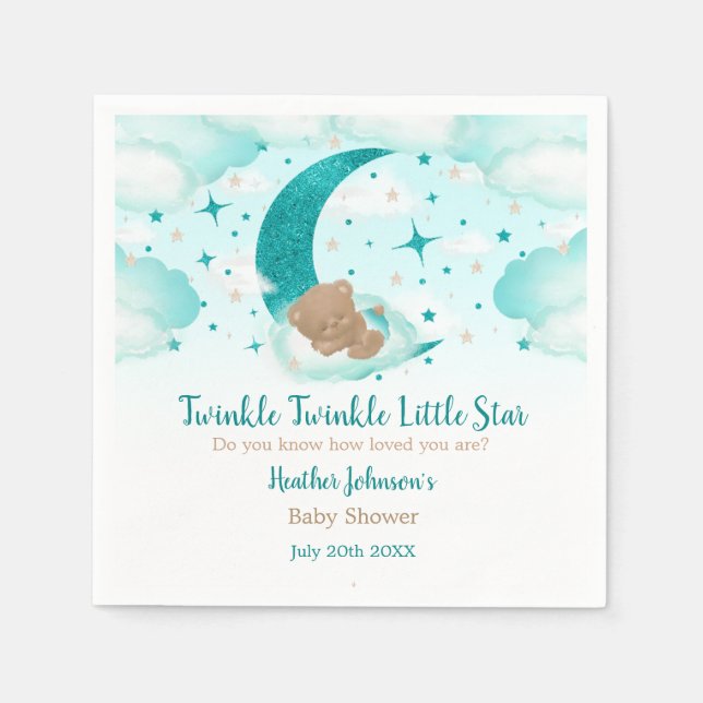 Servilleta De Papel Twinkle Twinkle Little Star Bear Baby Shower (Anverso)