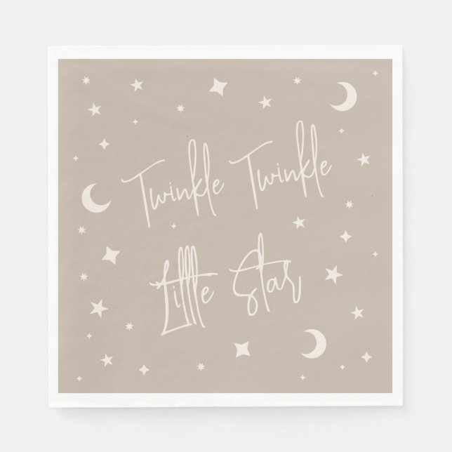 Servilleta De Papel Twinkle Twinkle Little Star Beige Baby Shower (Anverso)