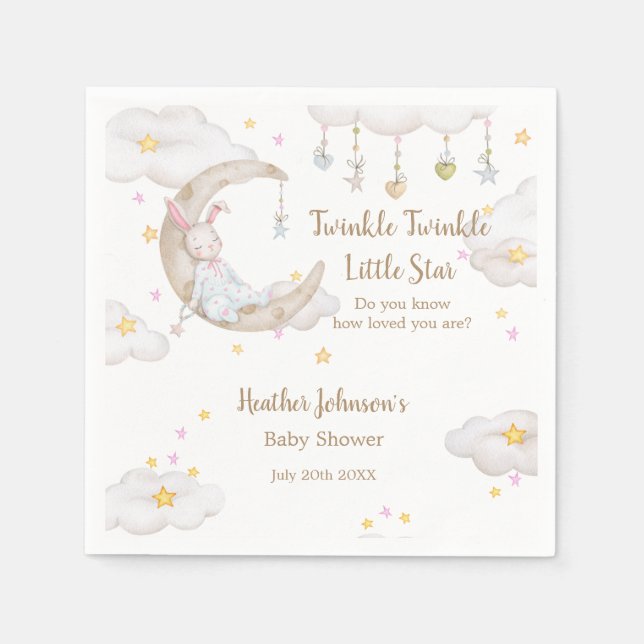 Servilleta De Papel Twinkle Twinkle Little Star Bunny Baby Shower (Anverso)