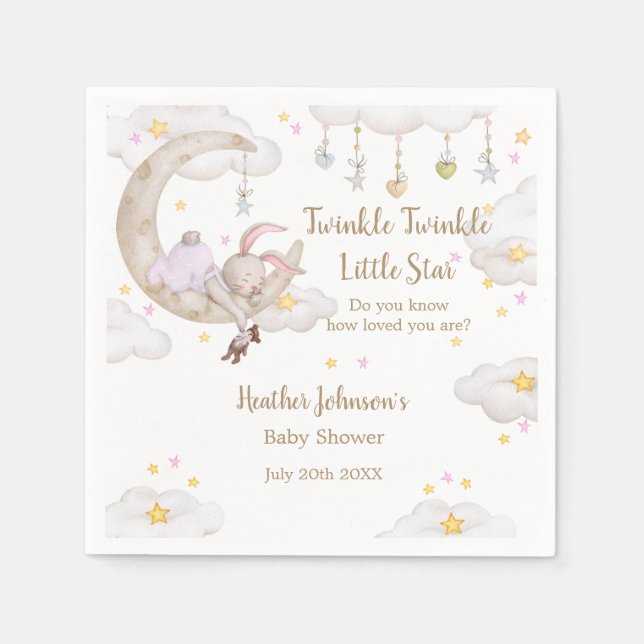 Servilleta De Papel Twinkle Twinkle Little Star Bunny Baby Shower (Anverso)
